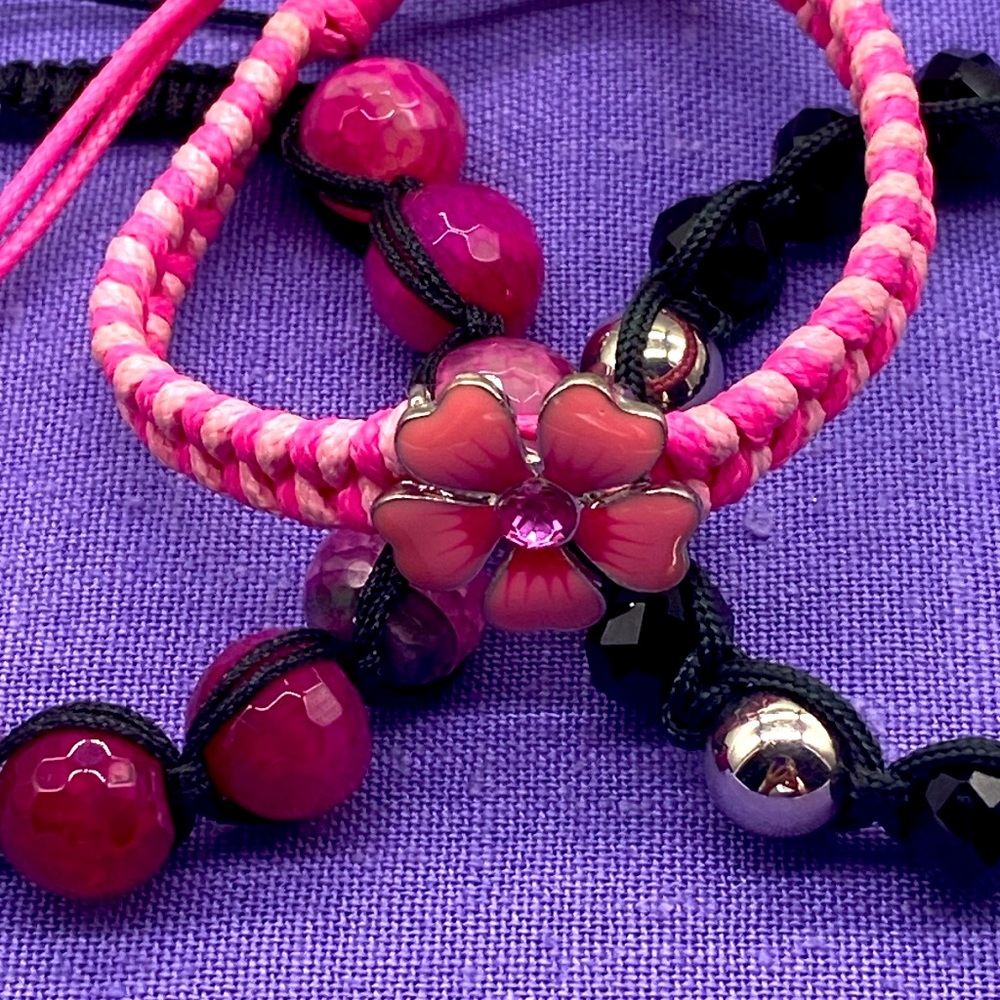 Vintage Adjustable Pull String Bracelets In Flora… - image 2